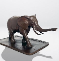 Authentic Bronze Love the African Elephant Sculpture by Gillie and Marc