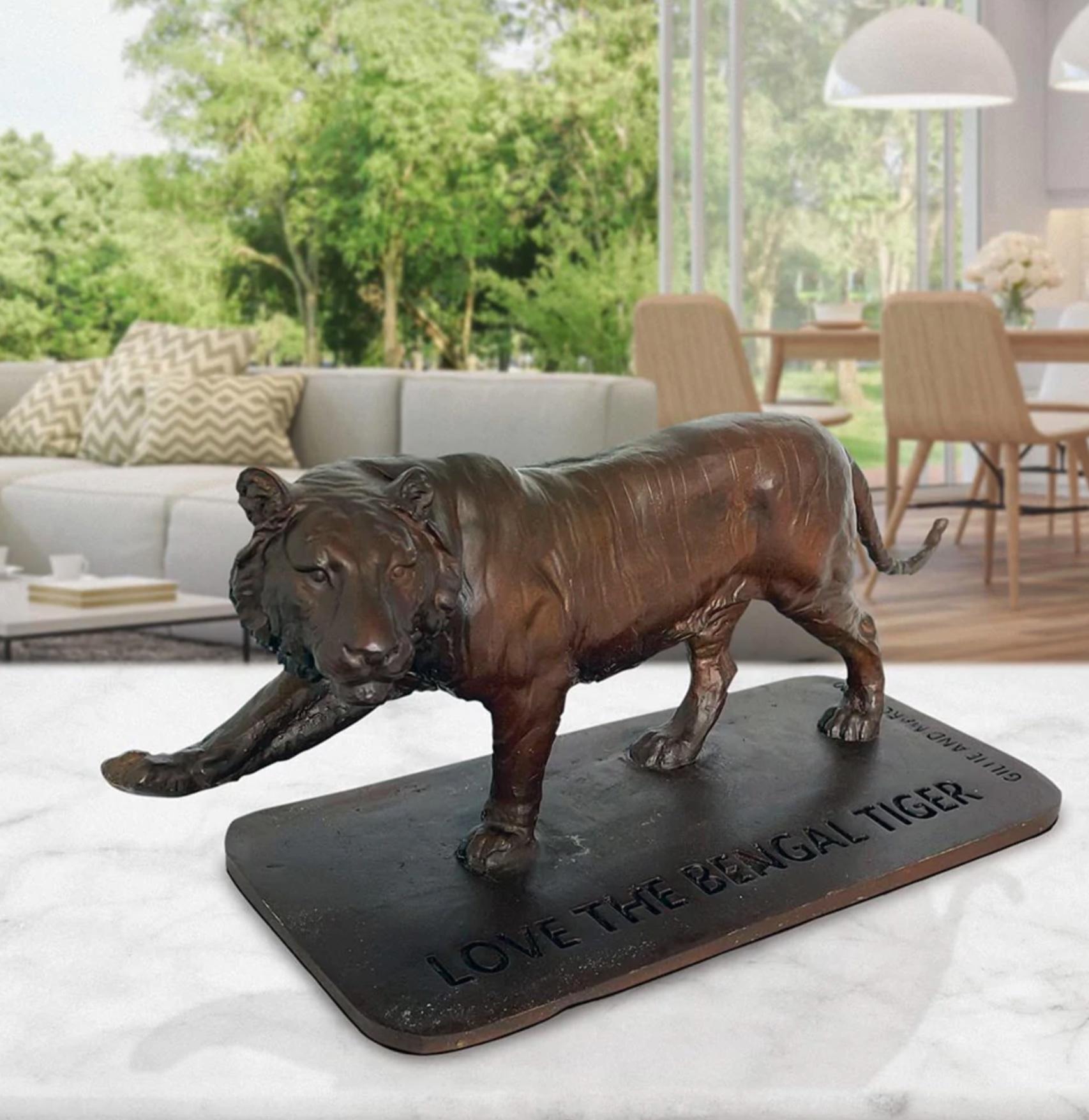 Authentic Bronze Love the Bengal Tiger Sculpture by Gillie and Marc For Sale 7
