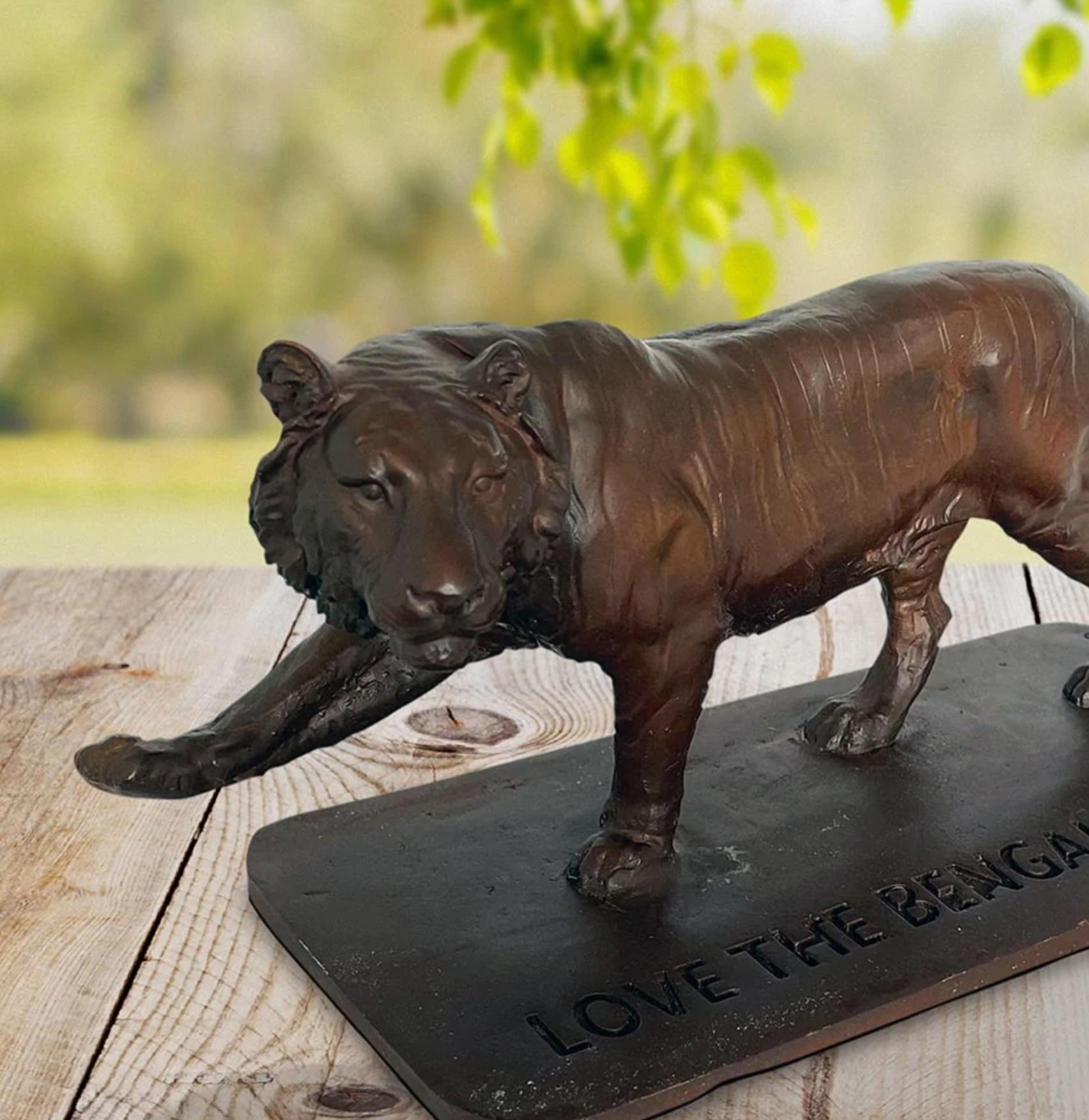 Authentic Bronze Love the Bengal Tiger Sculpture by Gillie and Marc For Sale 3