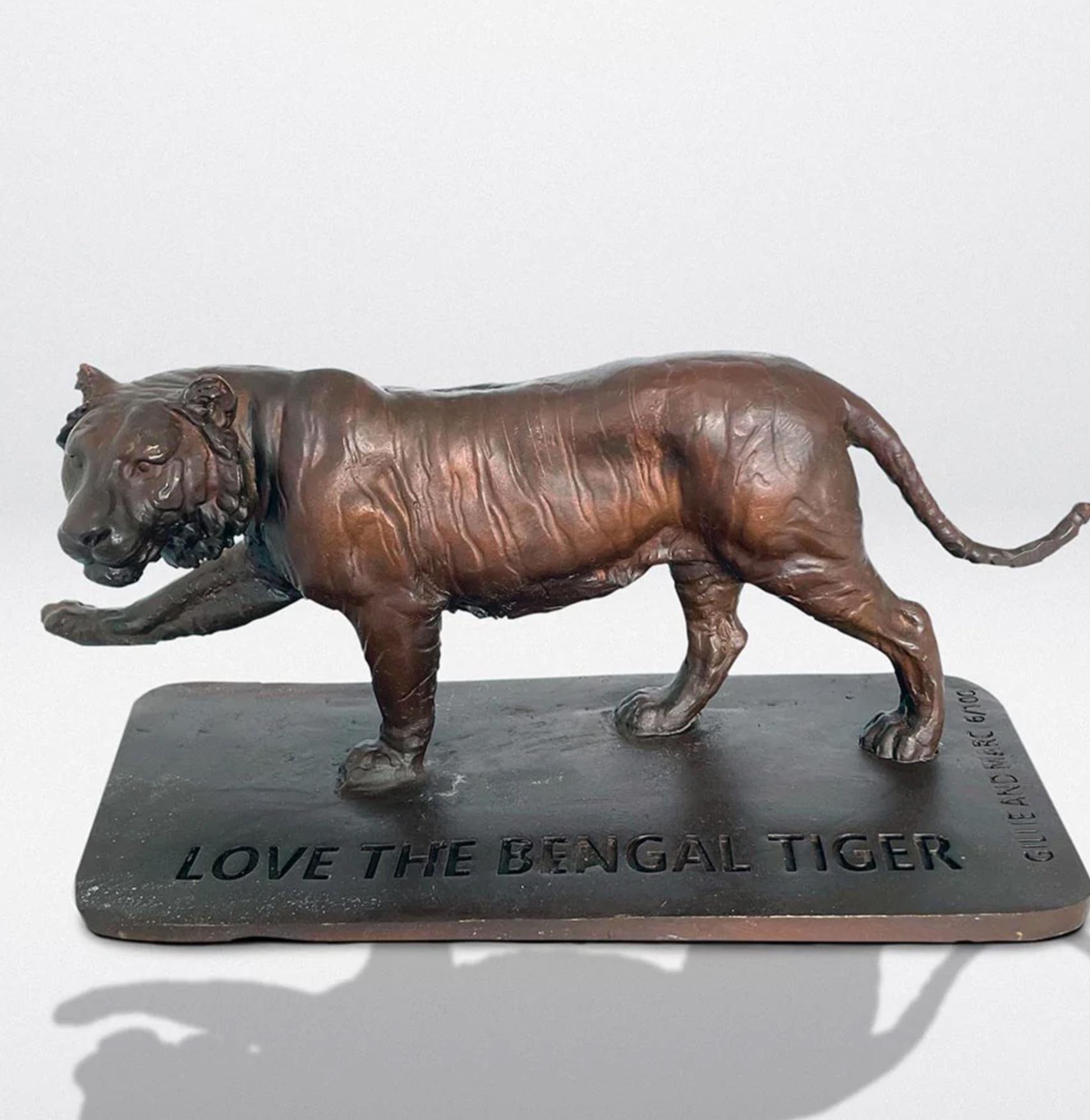 Authentic Bronze Love the Bengal Tiger Sculpture by Gillie and Marc For Sale 4