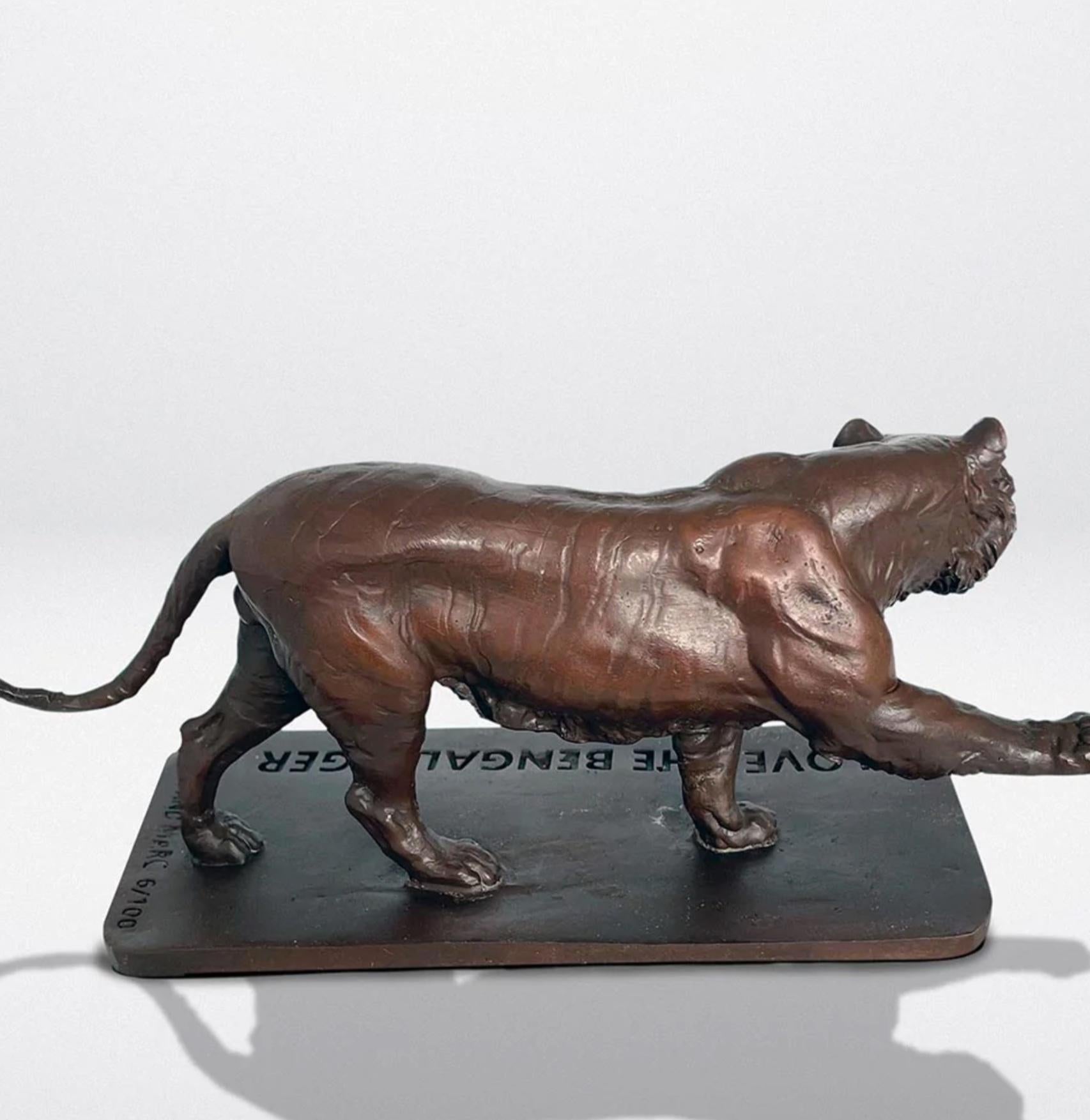 Authentic Bronze Love the Bengal Tiger Sculpture by Gillie and Marc For Sale 5