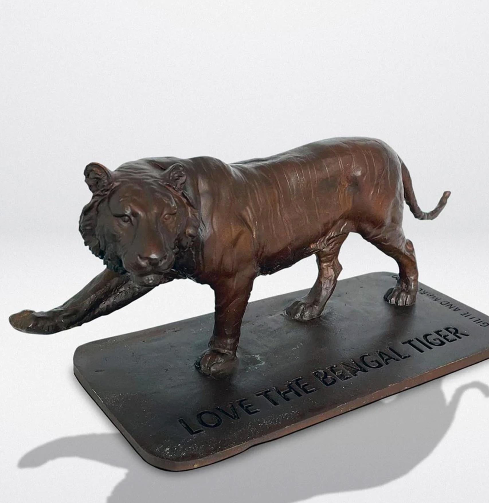 Authentic Bronze Love the Bengal Tiger Sculpture by Gillie and Marc For Sale 6