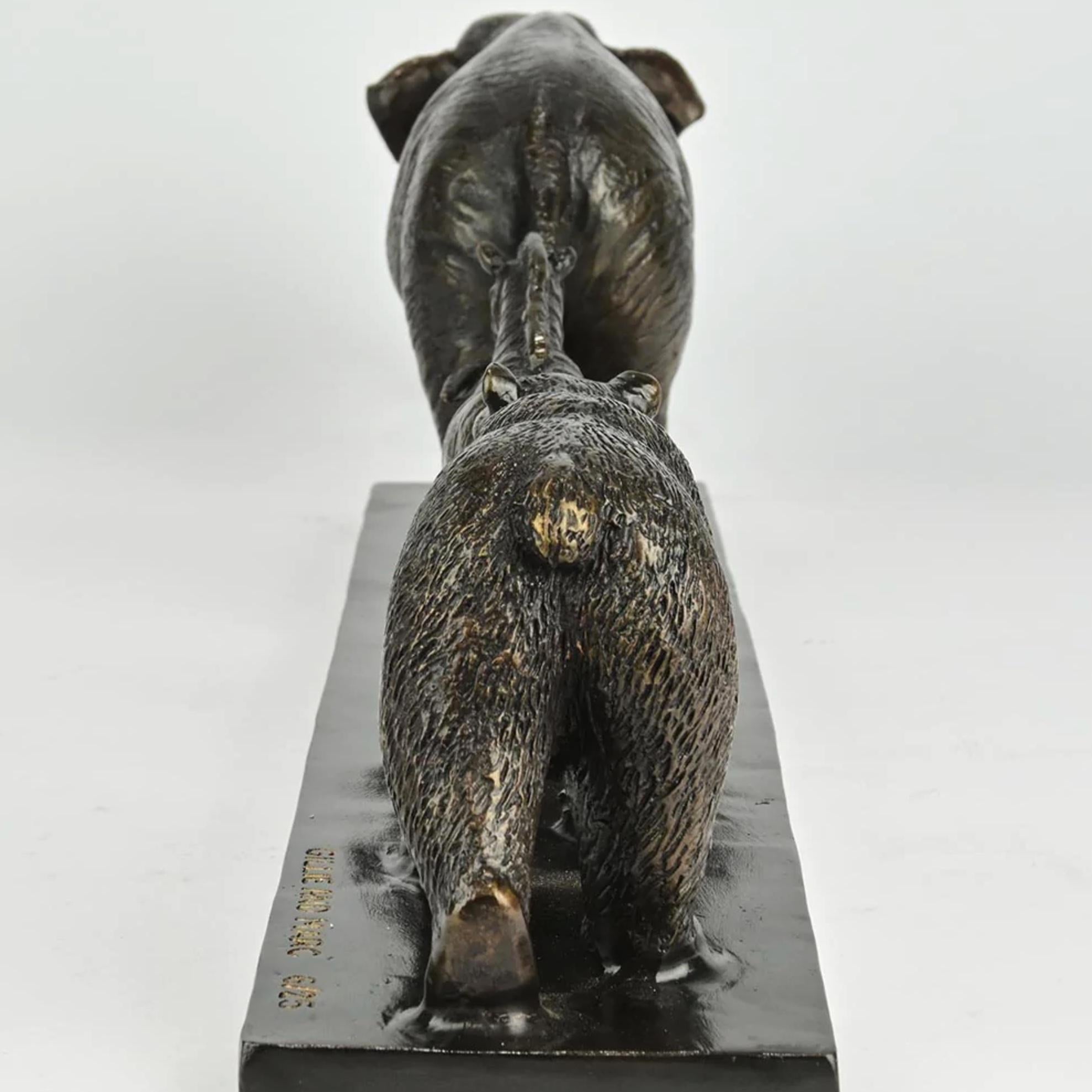 Authentic Bronze Love The Elephant, Zebra, Bear Sculpture by Gillie and Marc For Sale 9