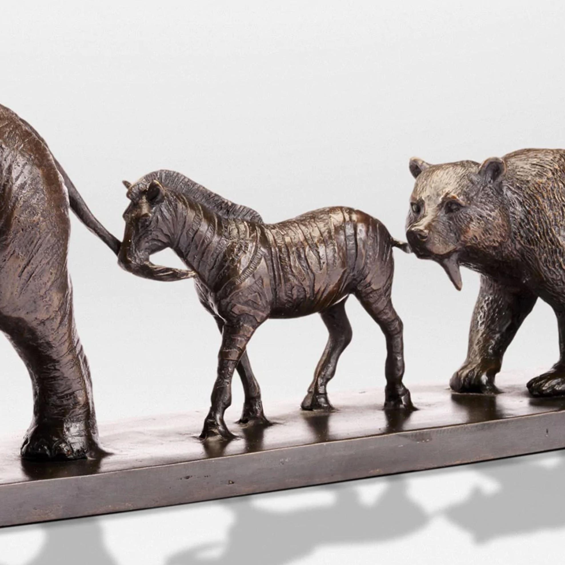 Authentic Bronze Love The Elephant, Zebra, Bear Sculpture by Gillie and Marc For Sale 2