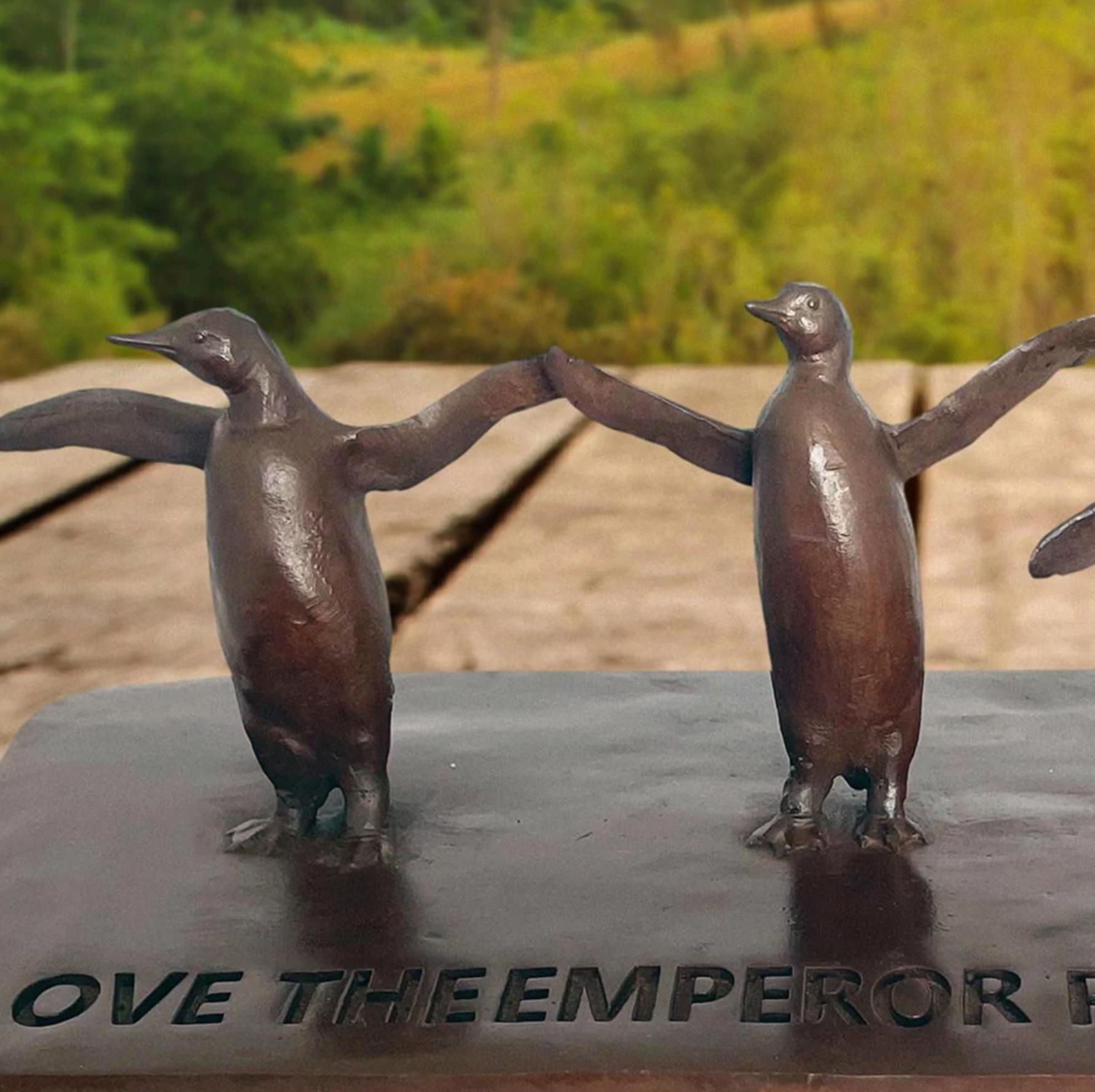 Authentic Bronze Love the Emperor Penguins Sculpture by Gillie and Marc For Sale 2