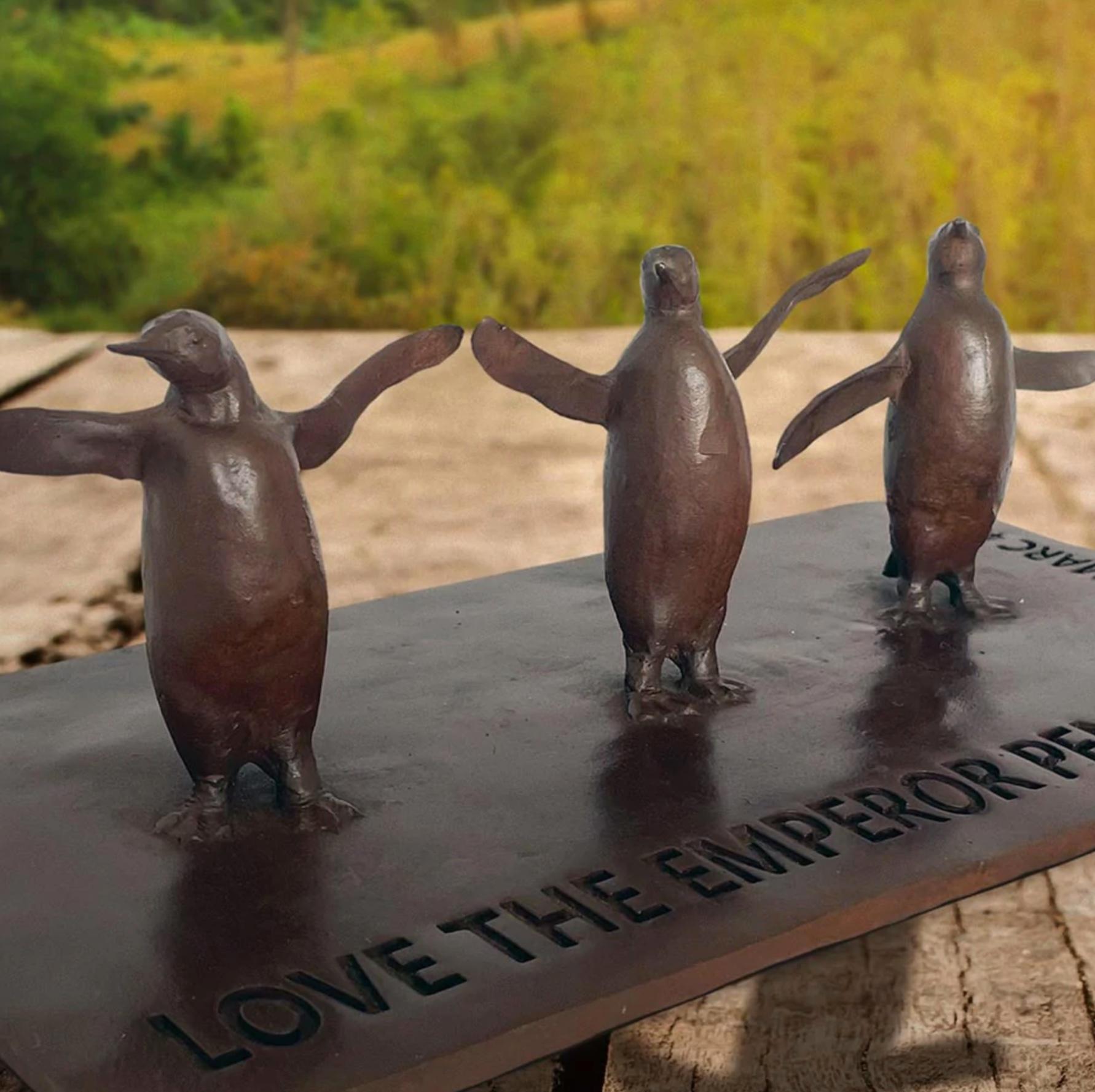 Authentic Bronze Love the Emperor Penguins Sculpture by Gillie and Marc For Sale 3