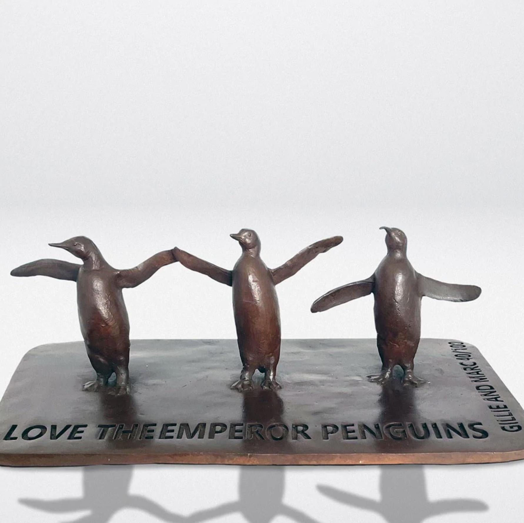 Authentic Bronze Love the Emperor Penguins Sculpture by Gillie and Marc - Art by Gillie and Marc Schattner
