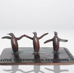 Authentic Bronze Love the Emperor Penguins Sculpture by Gillie and Marc