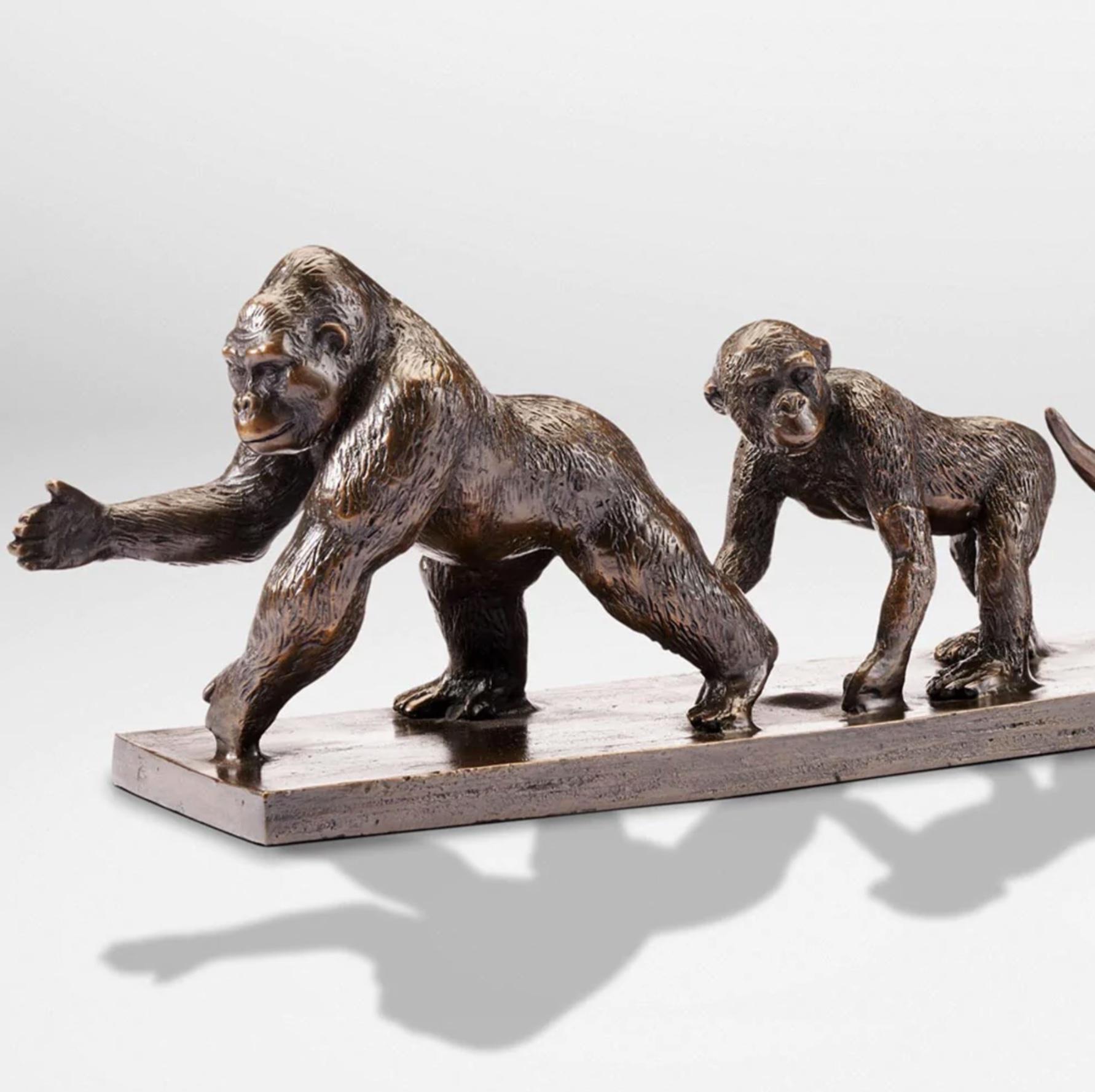 Authentic Bronze Love The Gorilla, Chimp, and Rhino Sculpture by Gillie and Marc For Sale 2