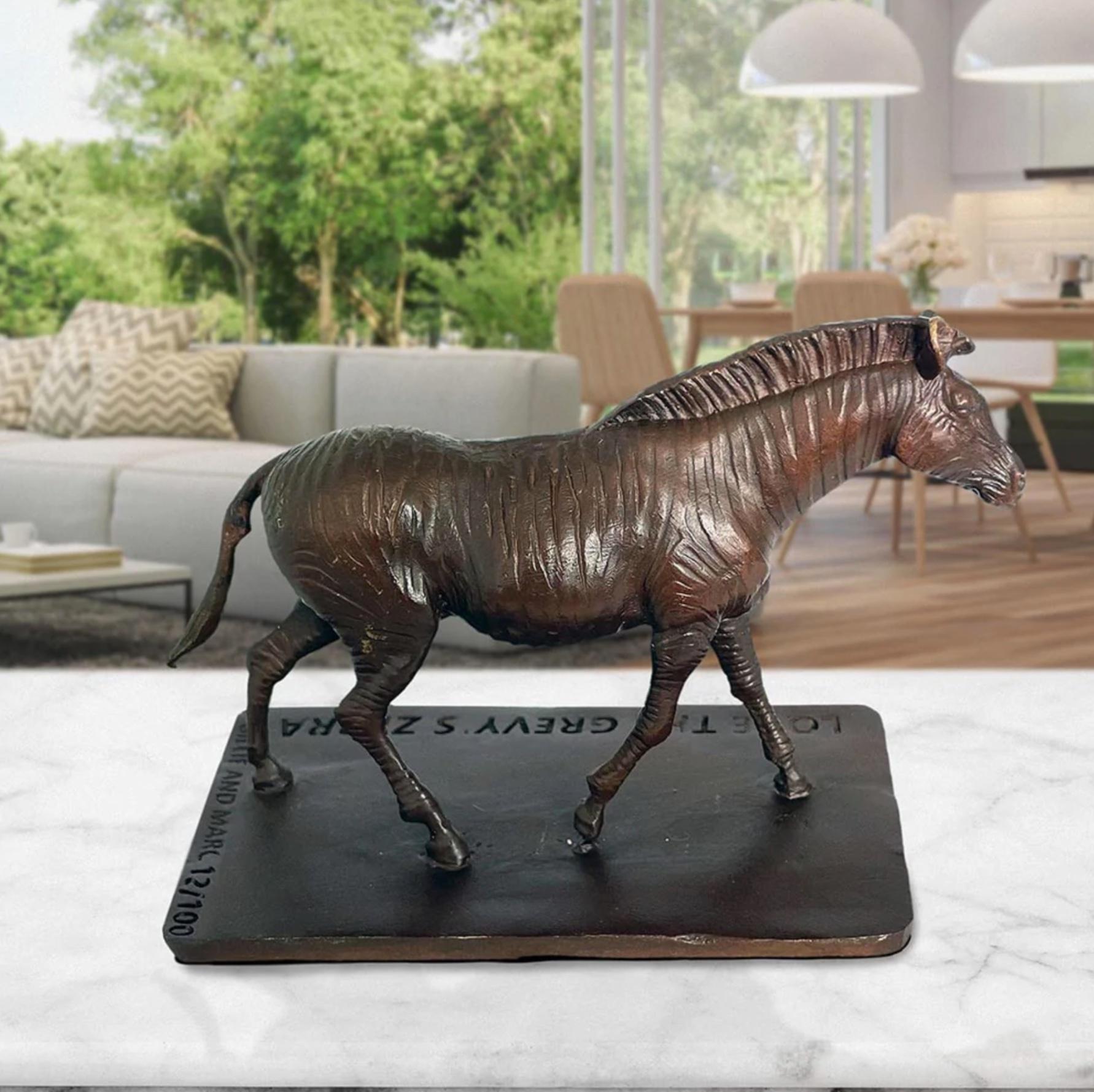 Authentic Bronze Love the Grevy's Zebra Sculpture by Gillie and Marc For Sale 1