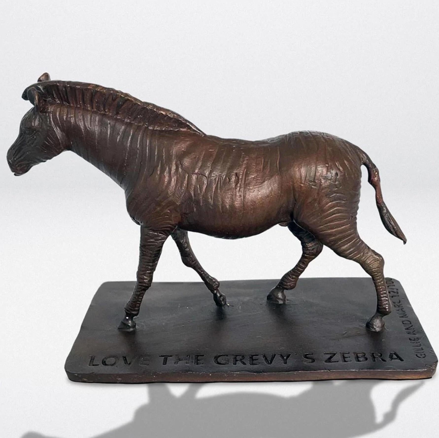 Authentic Bronze Love the Grevy's Zebra Sculpture by Gillie and Marc For Sale 6