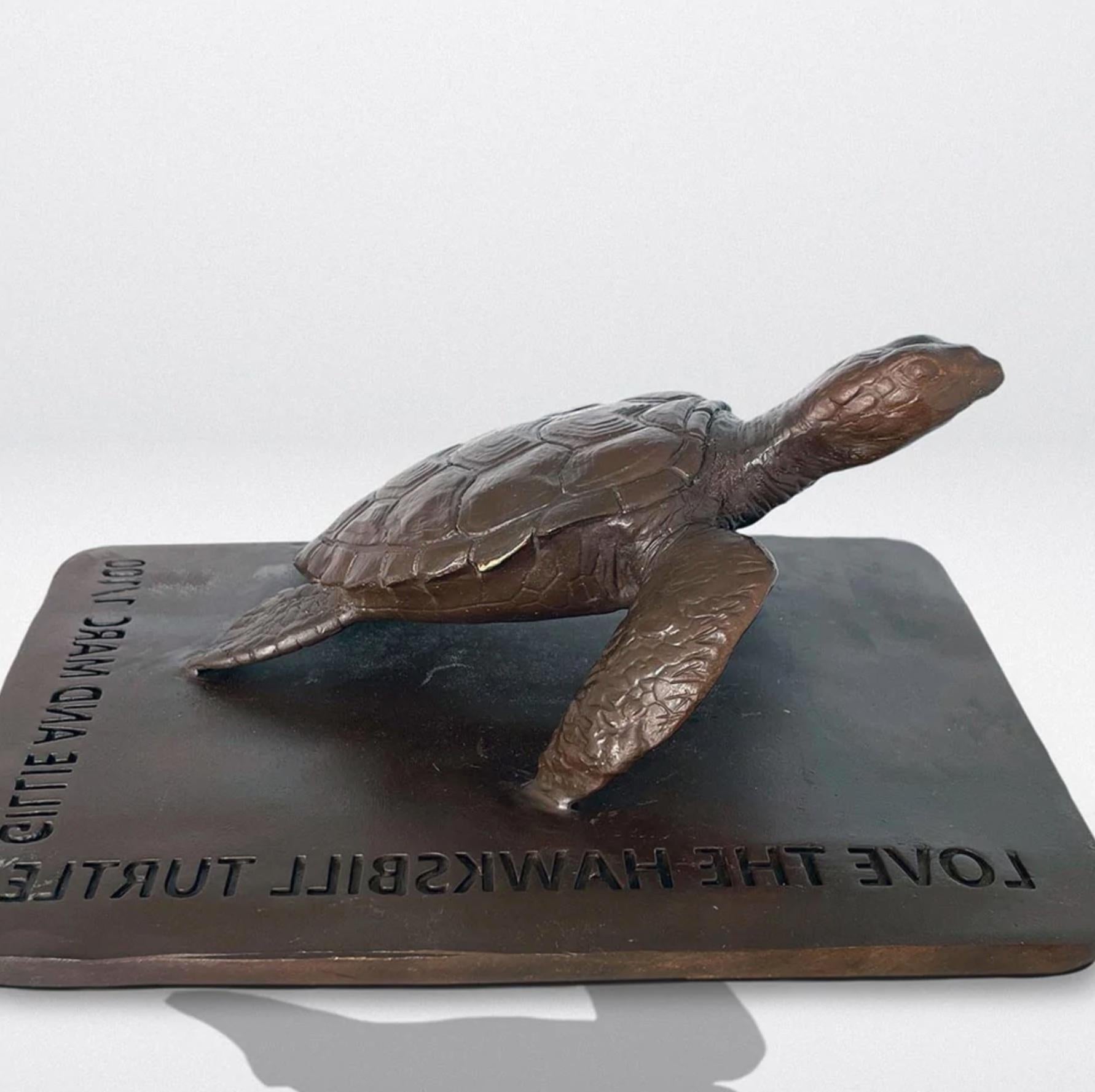 Authentic Bronze Love the Hawksbill Turtle Sculpture by Gillie and Marc 1