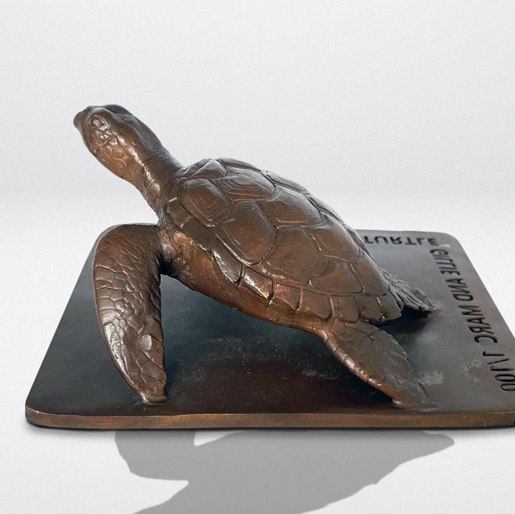 Authentic Bronze Love the Hawksbill Turtle Sculpture by Gillie and Marc 2