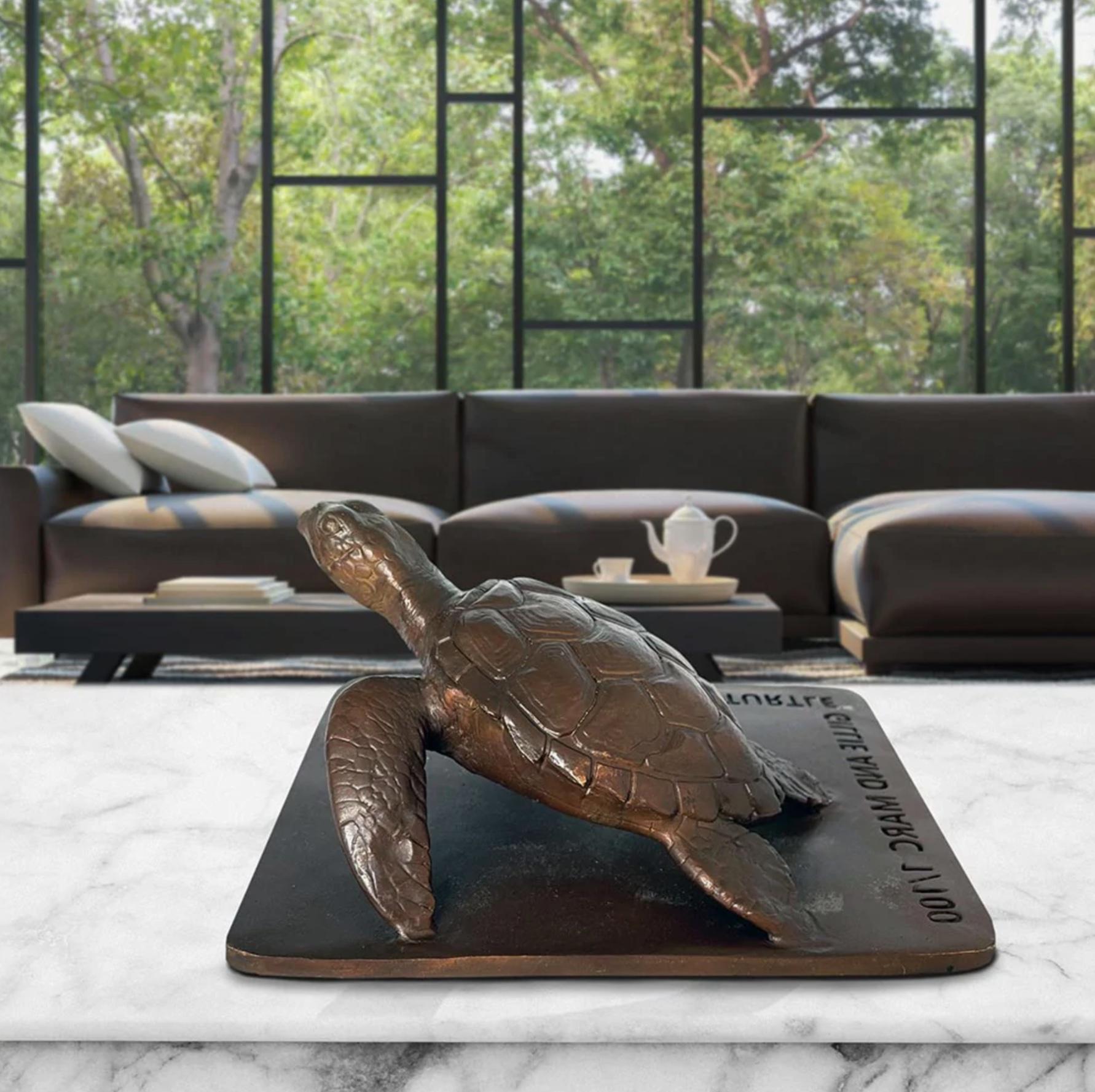 Authentic Bronze Love the Hawksbill Turtle Sculpture by Gillie and Marc 3