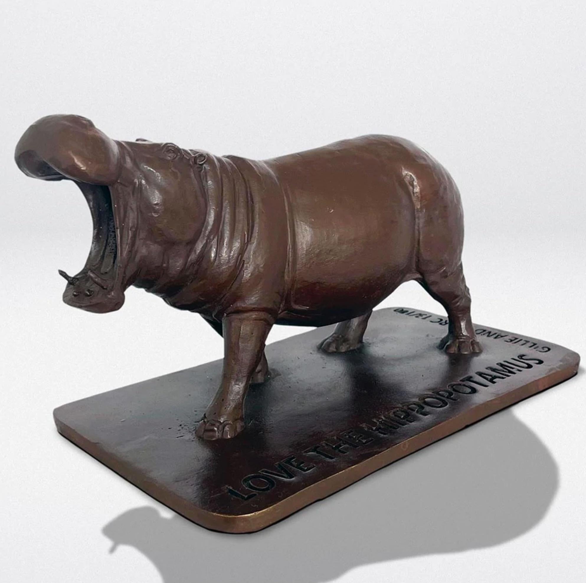 bronze hippo sculpture