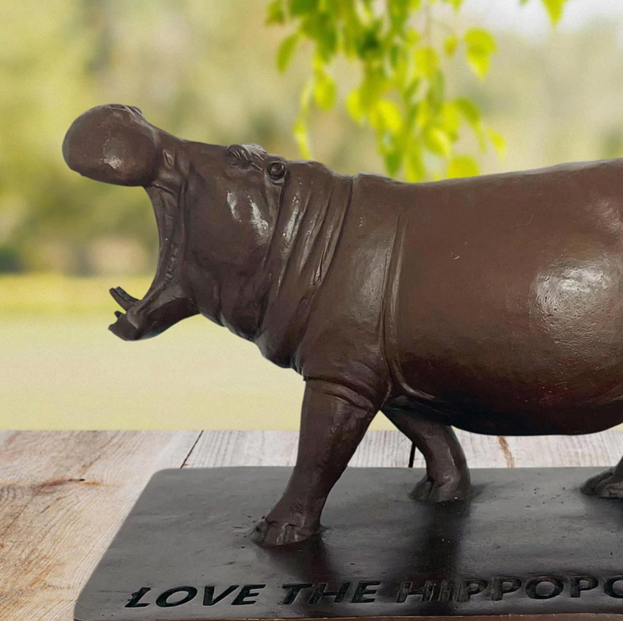 Authentic Bronze Love the Hippopotamus Sculpture by Gillie and Marc For Sale 2