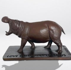 Authentic Bronze Love the Hippopotamus Sculpture by Gillie and Marc