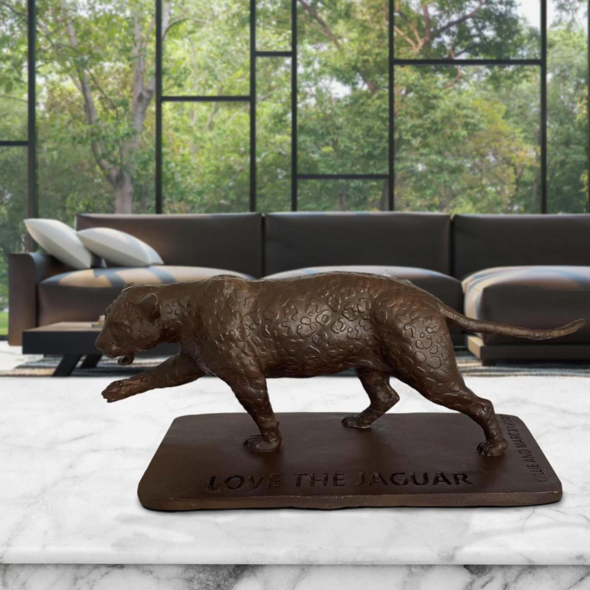 Title: Love the Jaguar
Authentic Bronze Sculpture

This authentic bronze sculpture titled 'Love the Jaguar' by artists Gillie and Marc has been meticulously crafted in bronze. It features the Jaguar marching and comes in a limited-edition series of