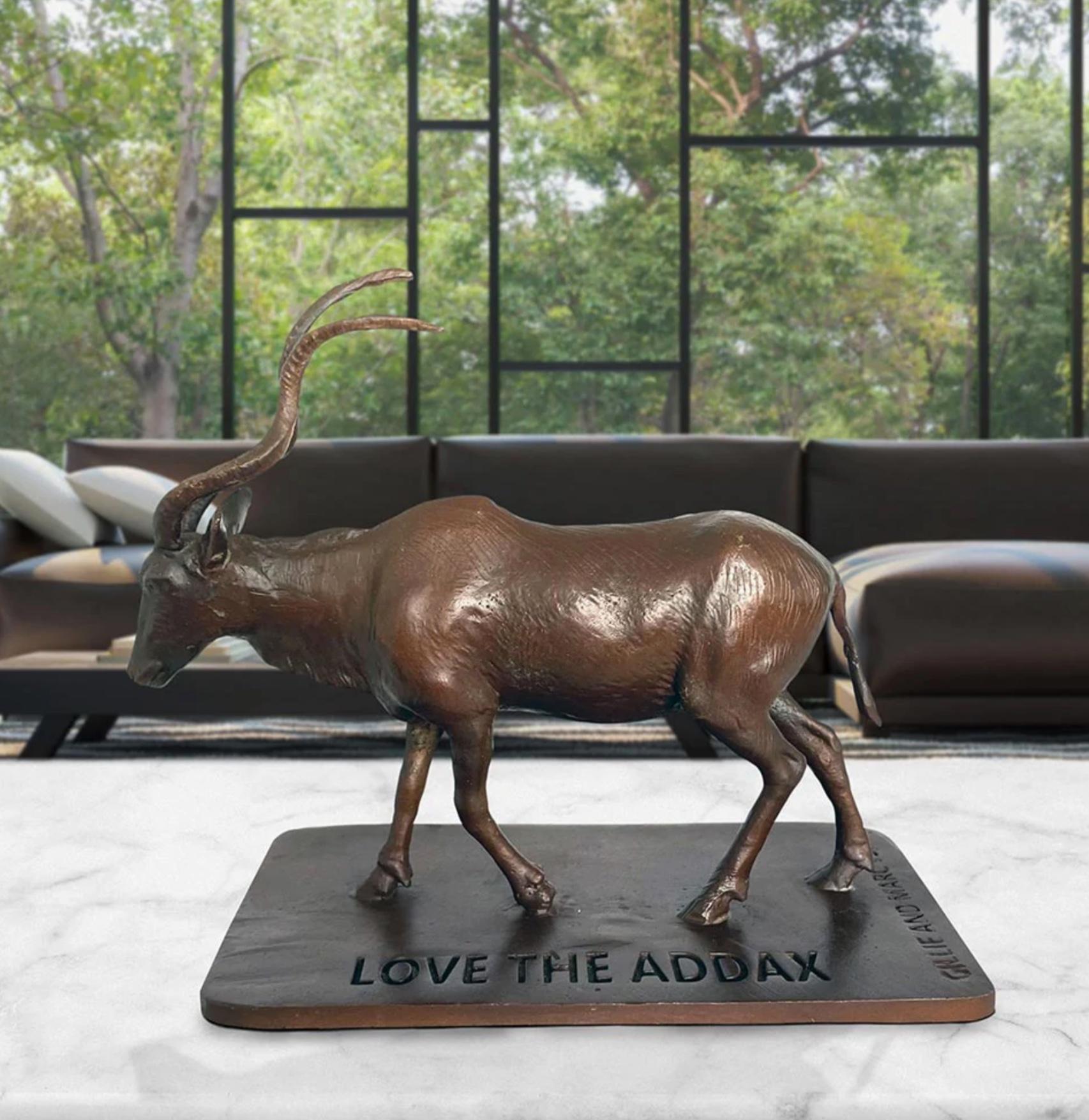 Title: Love the Eastern Lowland Gorilla
Authentic Bronze Sculpture

Description:
This authentic bronze sculpture titled 'Love the Addax' by artists Gillie and Marc has been meticulously crafted in bronze. It features an Addax marching and comes in a