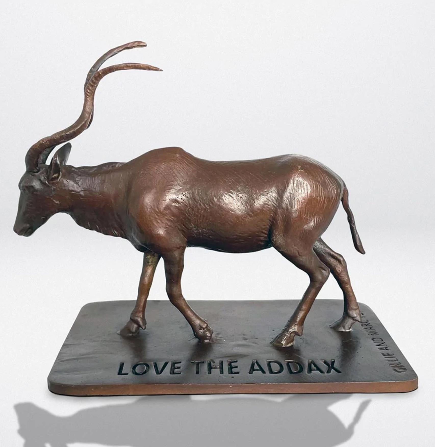 Gillie and Marc Schattner Figurative Sculpture - Authentic Bronze Love the last Addax Sculpture by Gillie and Marc