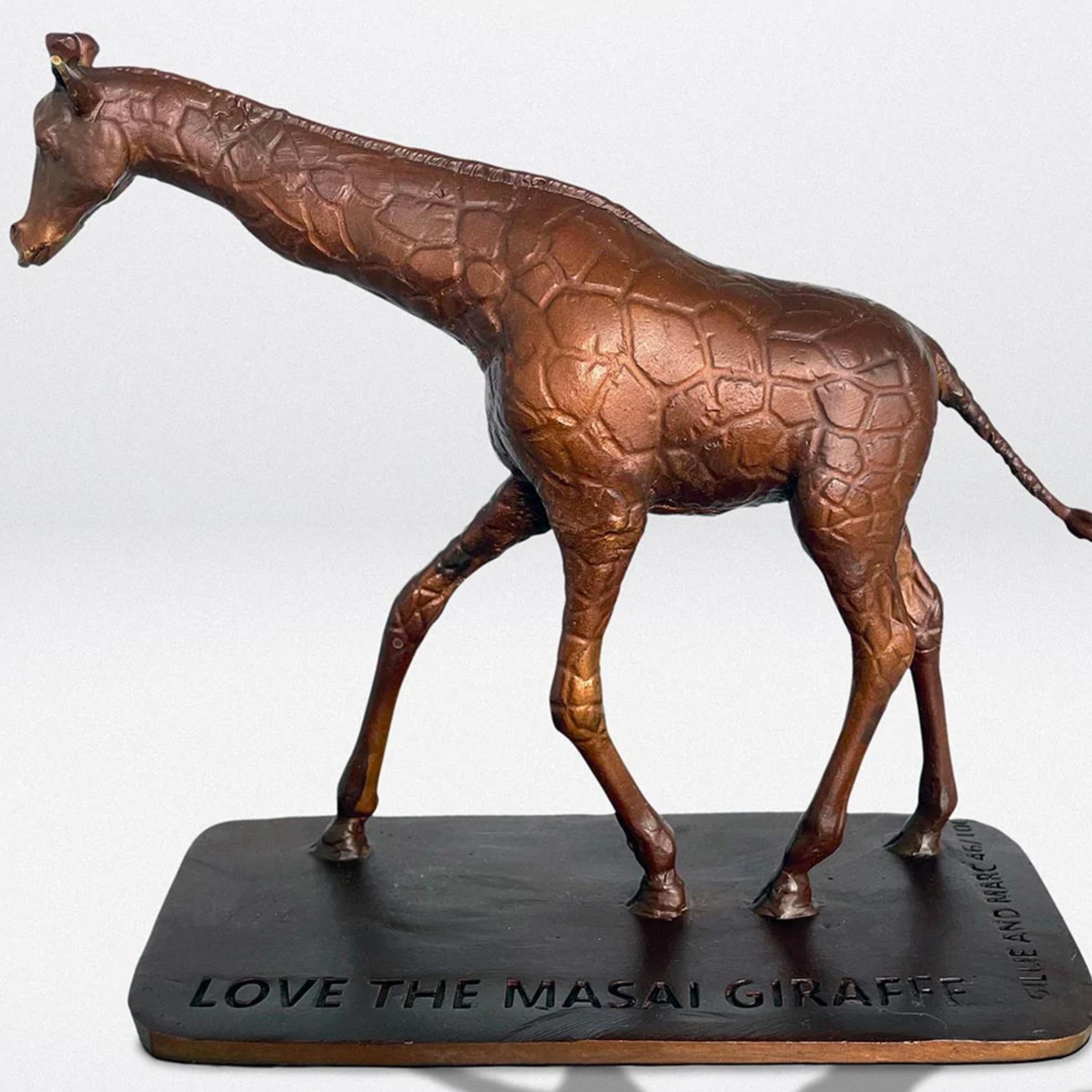 Authentic Bronze Love the Masai Giraffe Pocket Sculpture by Gillie and Marc For Sale 2