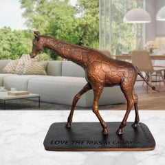 Authentic Bronze Love the Masai Giraffe Pocket Sculpture by Gillie and Marc