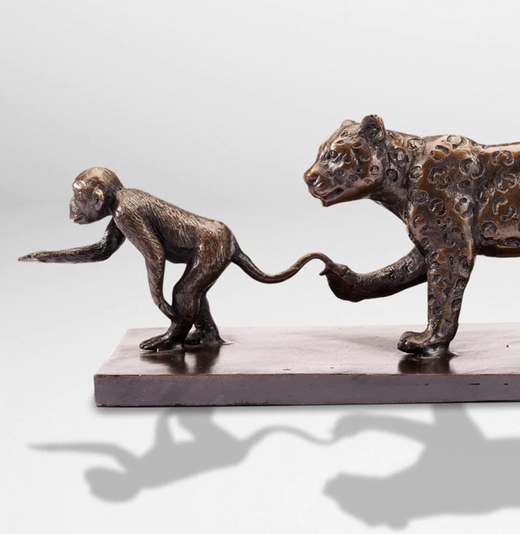 Authentic Bronze Love The Monkey, Jaguar, Tortoise Sculpture by Gillie and Marc For Sale 10