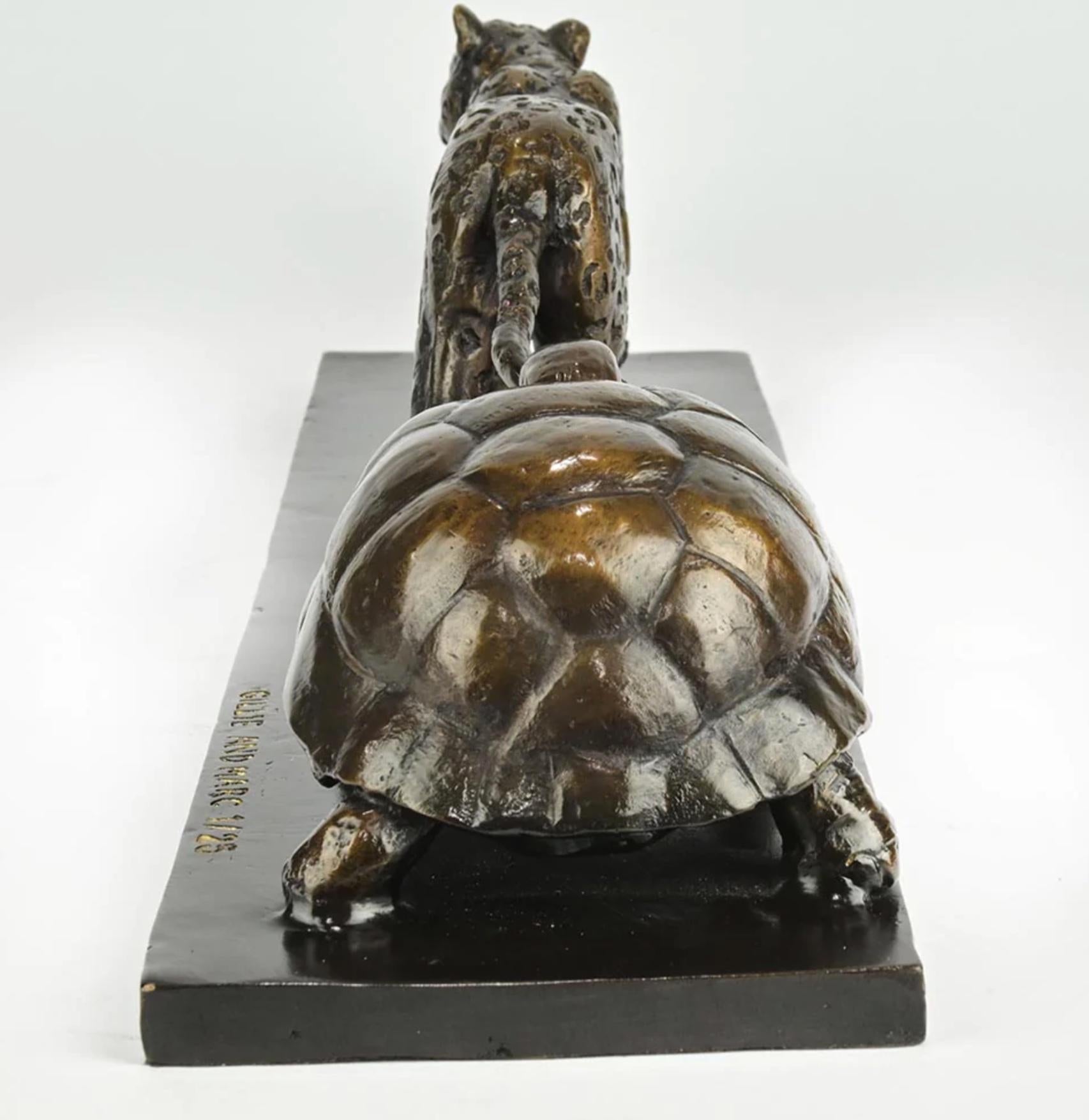 Authentic Bronze Love The Monkey, Jaguar, Tortoise Sculpture by Gillie and Marc For Sale 1