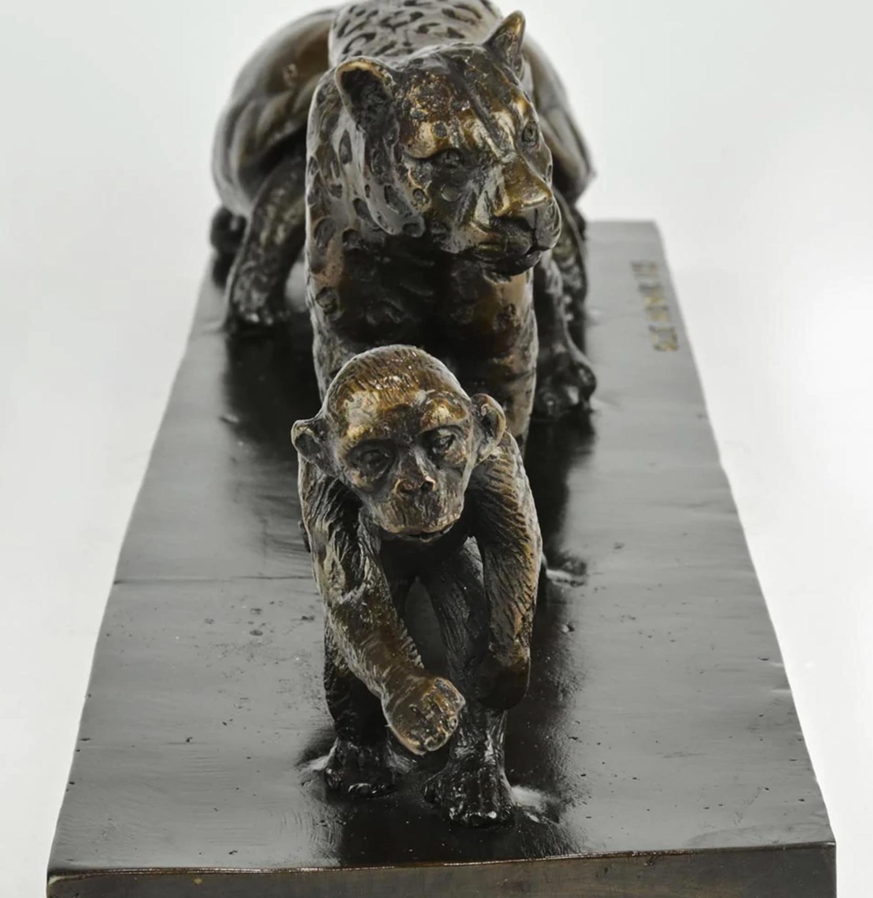 Authentic Bronze Love The Monkey, Jaguar, Tortoise Sculpture by Gillie and Marc For Sale 3