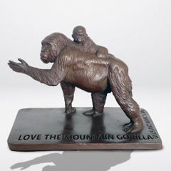 Authentic Bronze Love the Mountain Gorilla Pocket Sculpture by Gillie and Marc