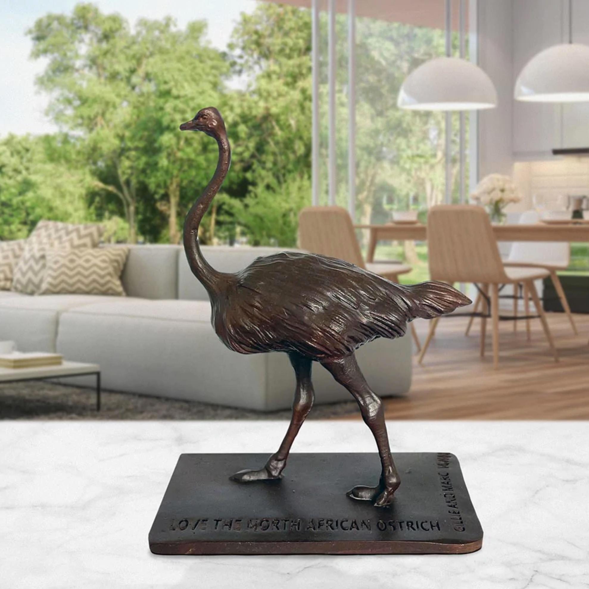 Authentic Bronze Love the North African Ostrich Sculpture by Gillie and Marc For Sale 1