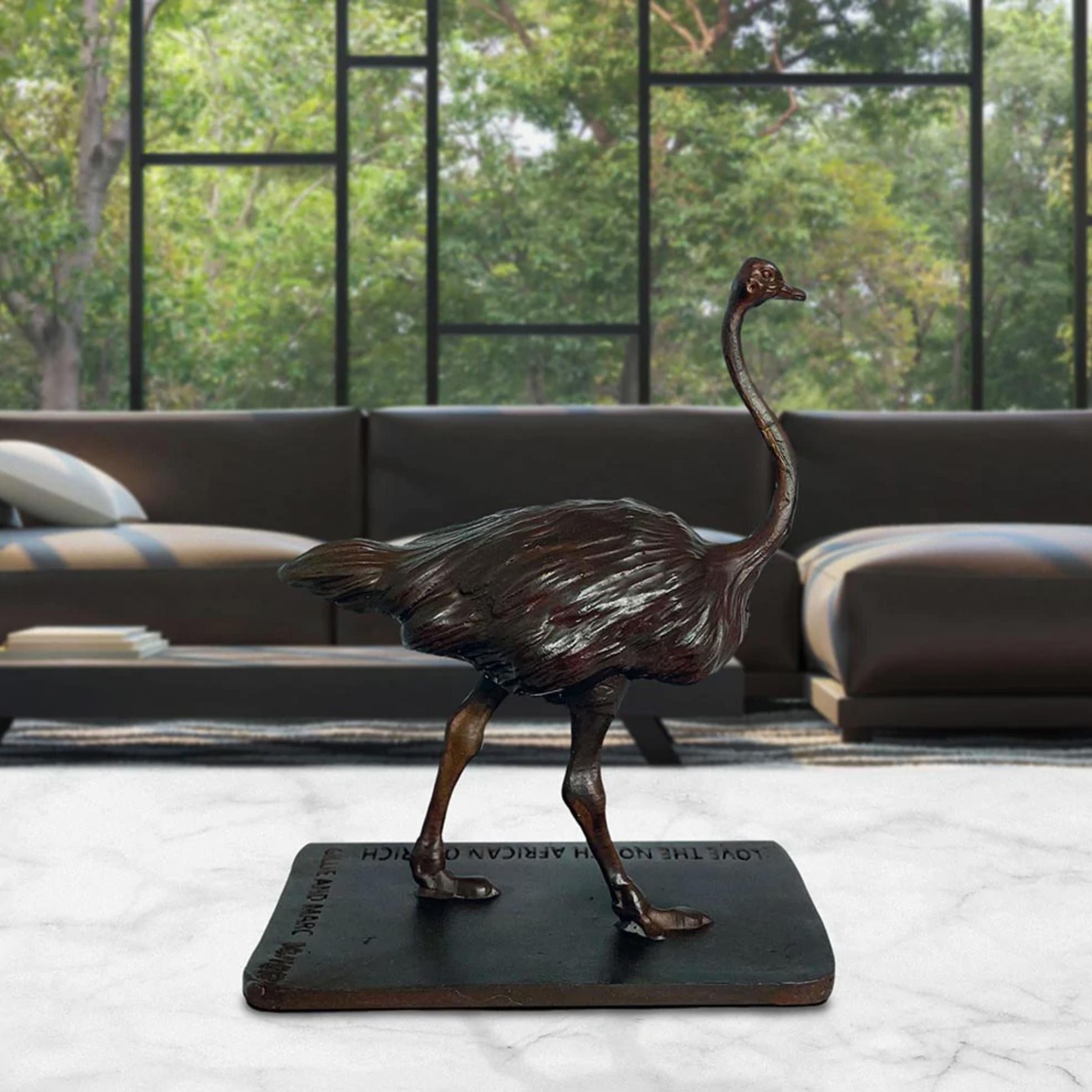 Authentic Bronze Love the North African Ostrich Sculpture by Gillie and Marc For Sale 2