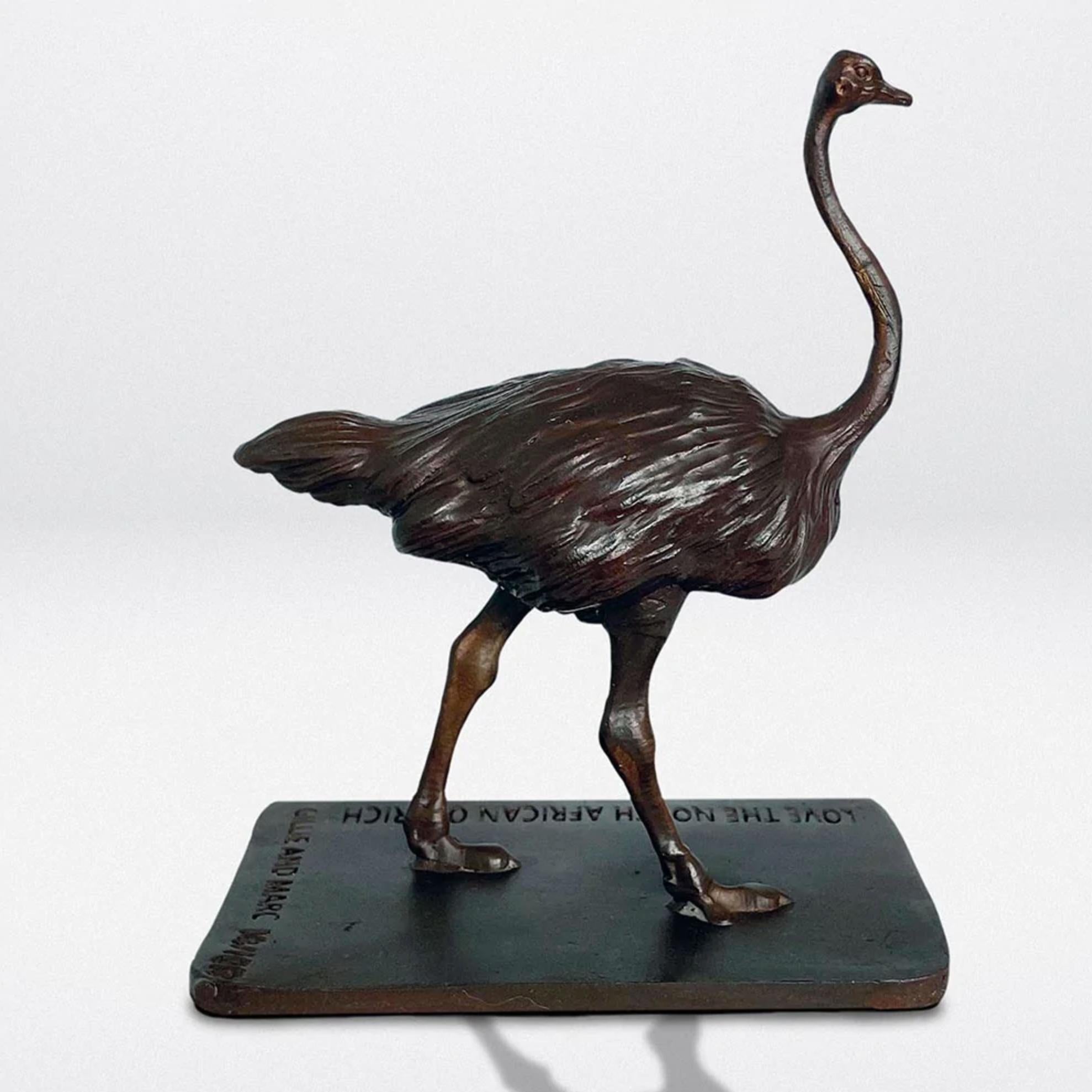 Authentic Bronze Love the North African Ostrich Sculpture by Gillie and Marc For Sale 4