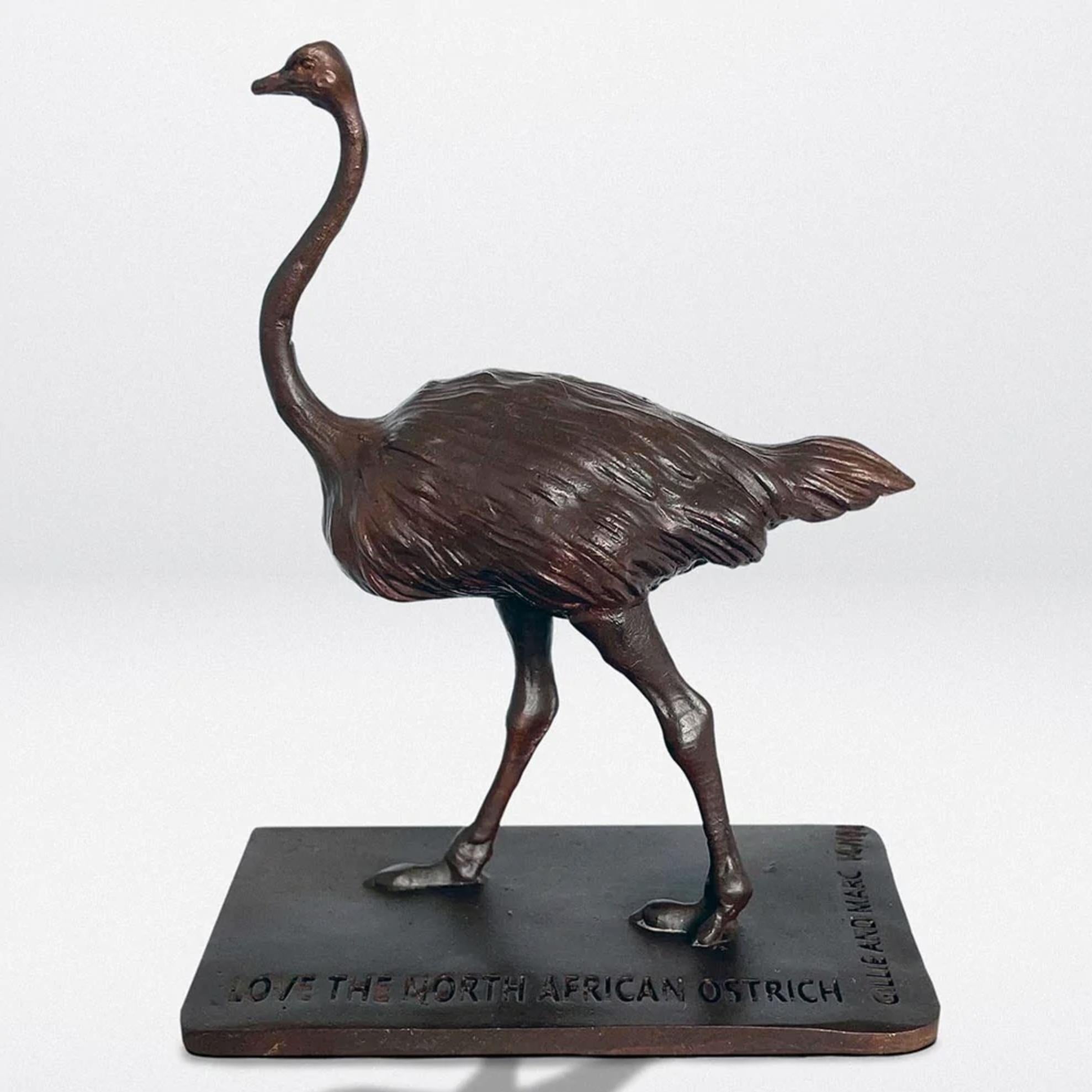 Authentic Bronze Love the North African Ostrich Sculpture by Gillie and Marc For Sale 5