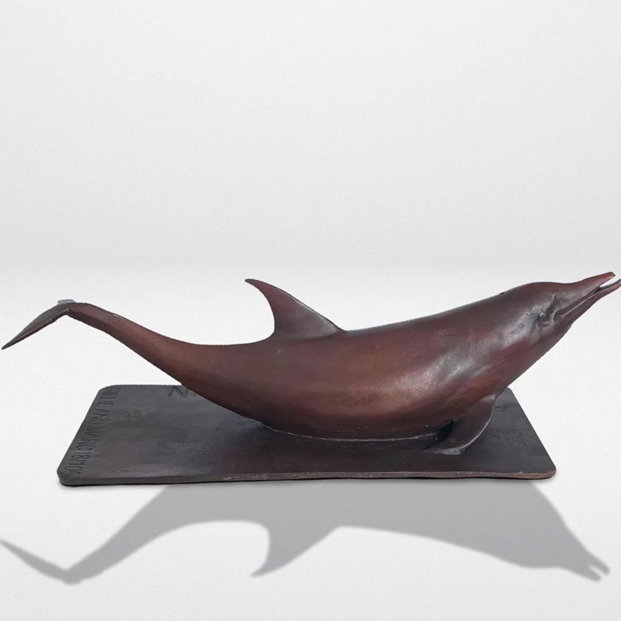 Authentic Bronze Love the Pink Dolphin Pocket Sculpture by Gillie and Marc For Sale 5