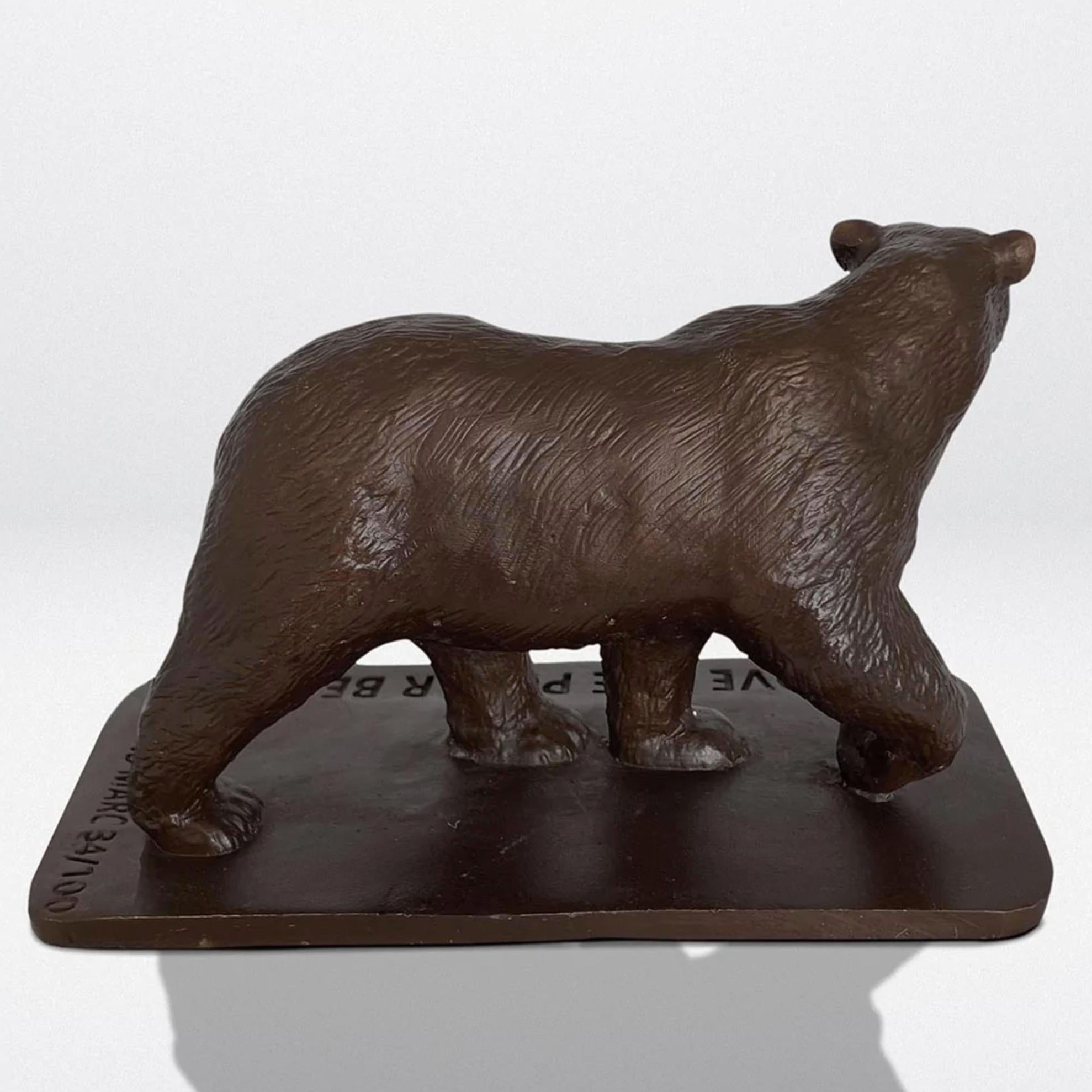Authentic Bronze Love the Polar Bear Pocket Sculpture by Gillie and Marc For Sale 2