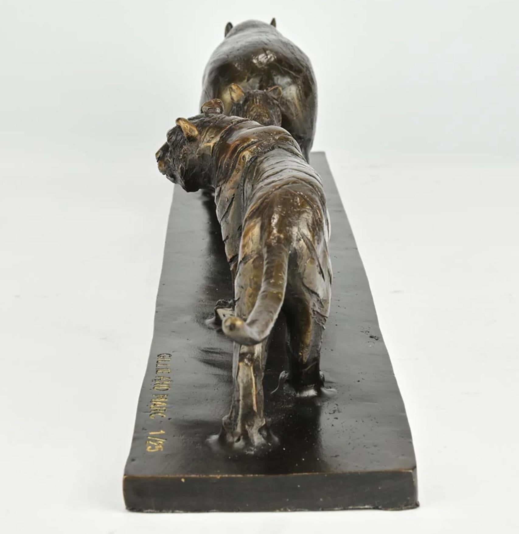Authentic Bronze Love The Rhino, Fox and Tiger Sculpture by Gillie and Marc For Sale 7