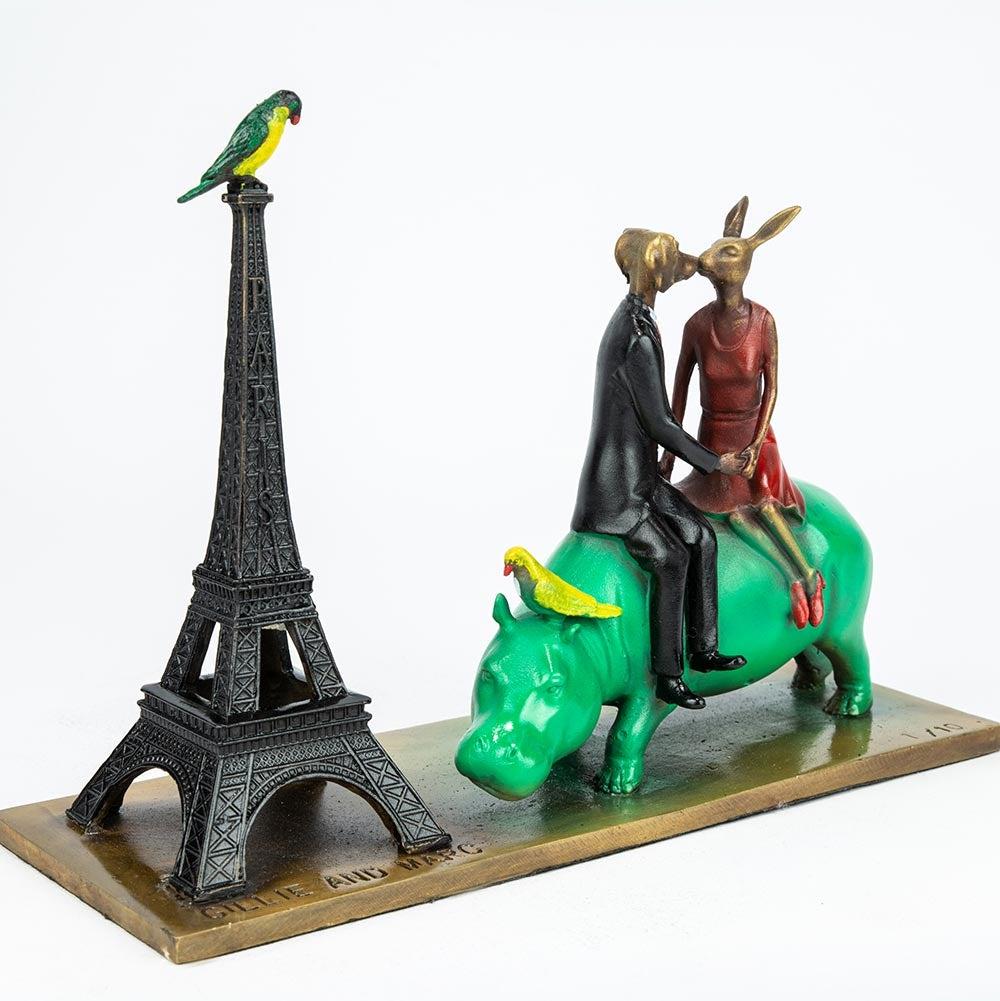 Authentic Limited Edition Bronze Paris Sculpture, Patina by Gillie and Marc 1