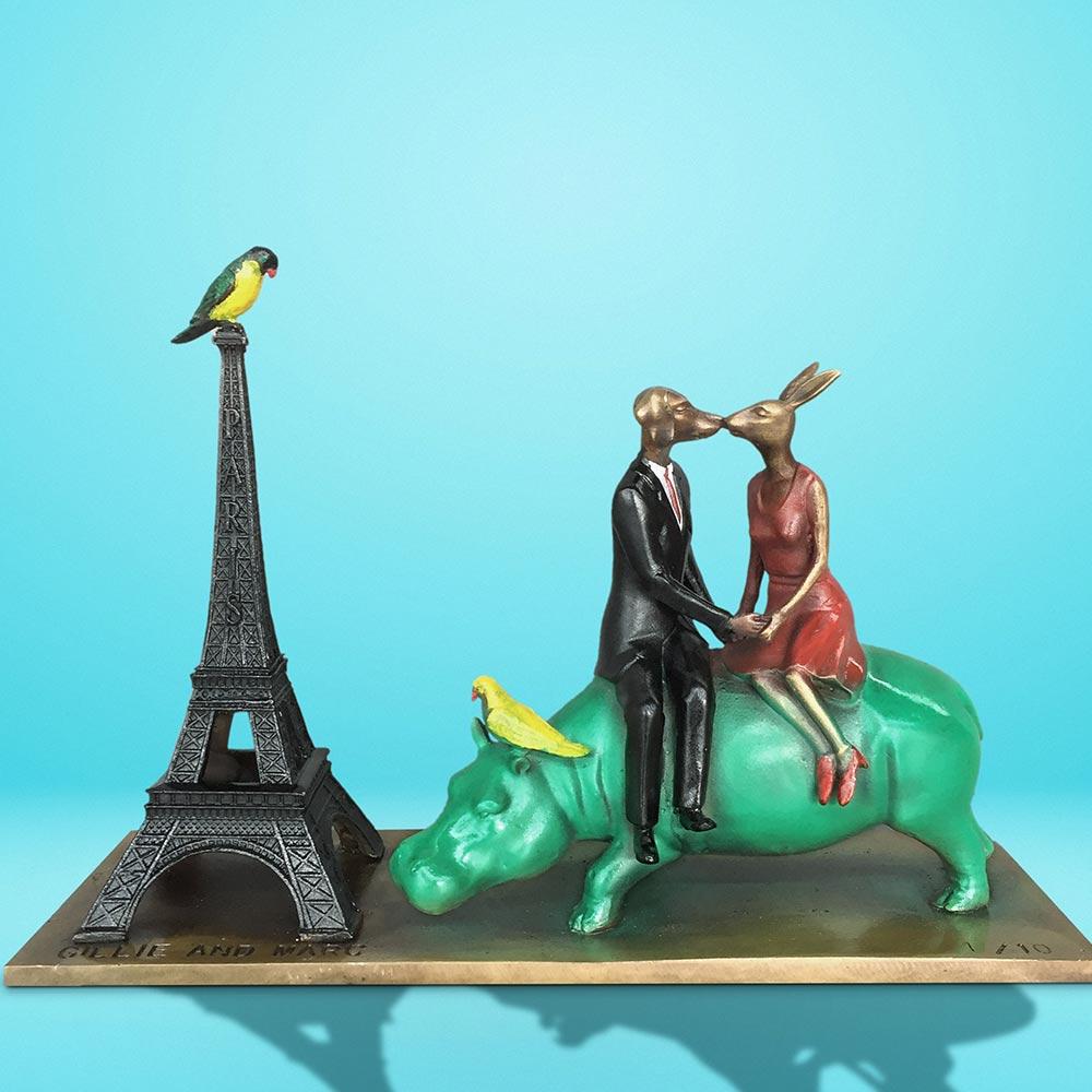 Authentic Limited Edition Bronze Paris Sculpture, Patina by Gillie and Marc 3