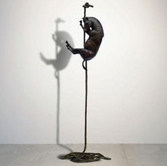 Bronze Sculpture - Art - Climbing Zebra - Limited Edition - Animals - Rope