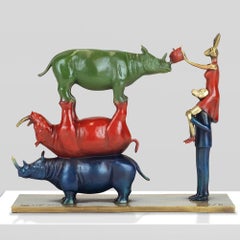 Bronze Sculpture - Art - Gillie and Marc - Love - Story - Dog - Rabbit - Rhino