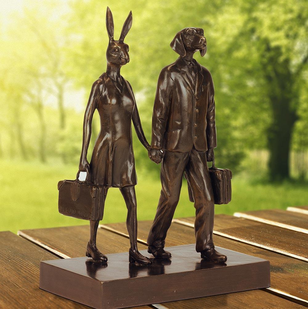 Title: They loved travelling as much as they loved each other
Authentic bronze sculpture
Limited Edition /30

World Famous Contemporary Artists: Husband and wife team, Gillie and Marc, are New York and Sydney-based contemporary artists who