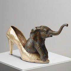 Bronze Sculpture - Art - Gillie and Marc - Love - Wildlife - Elephant Shoe Gold