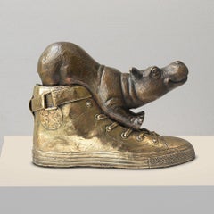Bronze Sculpture - Art - Gillie and Marc - Love - Wildlife - Hippo - Shoe
