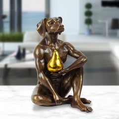 Bronze Sculpture - Art - Gillie and Marc - Pop Art - Dog - Gold - Pear - Love
