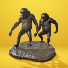 Bronze Sculpture - Art - Gillie and Marc - Small - Chimp - Wildlife - Friendship