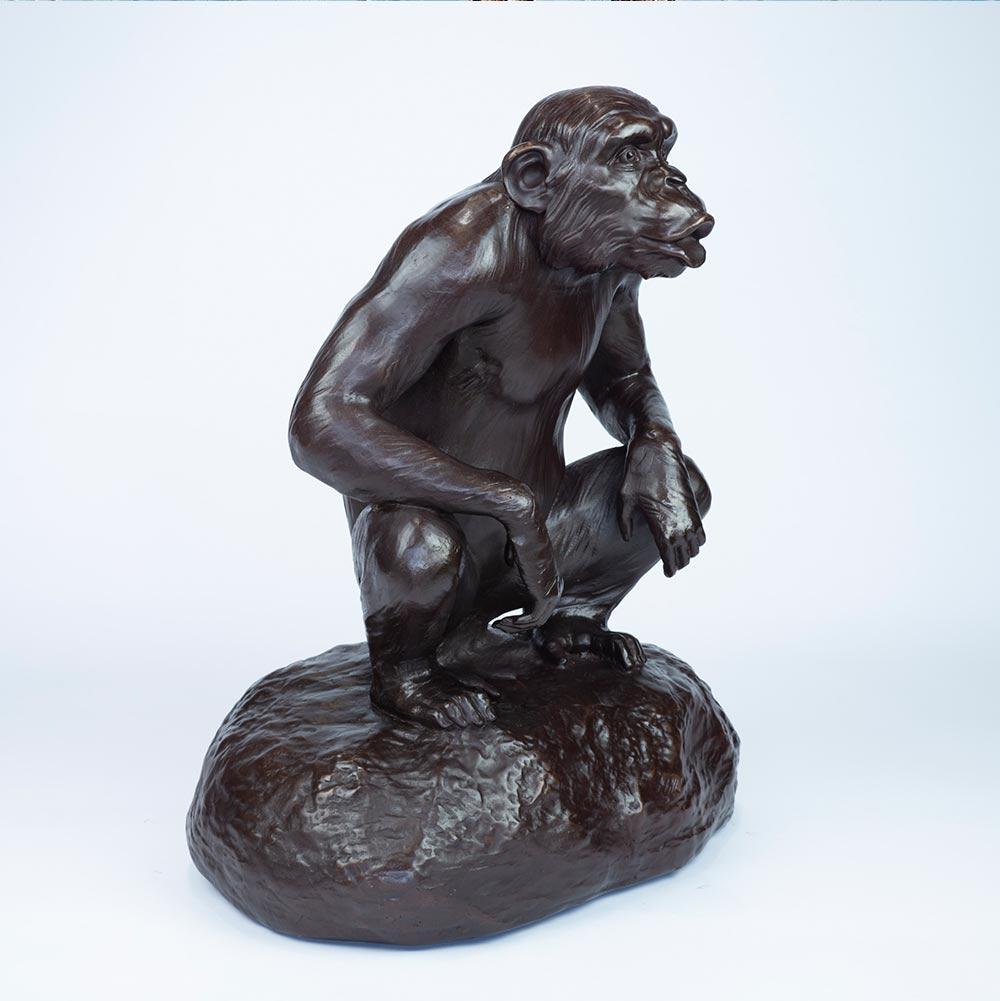 Authentic Bronze Chimp Hooting Forever sculpture by Gillie and Marc artist duo - Contemporary Sculpture by Gillie and Marc Schattner