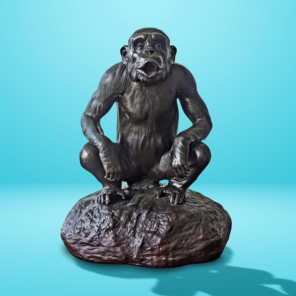 Authentic Bronze Chimp Hooting Forever sculpture by Gillie and Marc artist duo - Sculpture by Gillie and Marc Schattner