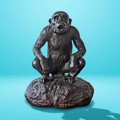 Bronze Sculpture - Art - Gillie and Marc - Small - Chimp - Wildlife - Hooting