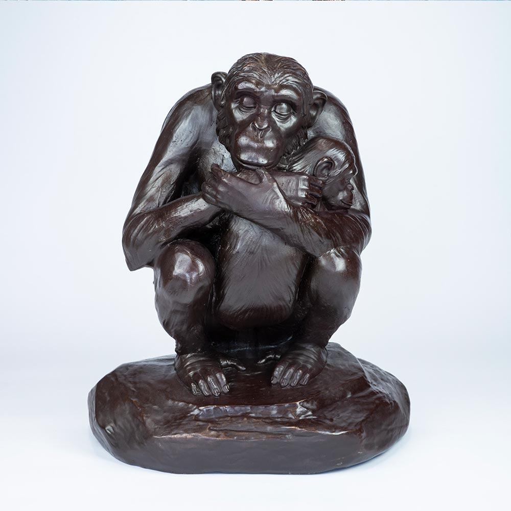 Authentic Bronze Chimp Love Forever sculpture by Gillie and Marc artist duo - Sculpture by Gillie and Marc Schattner